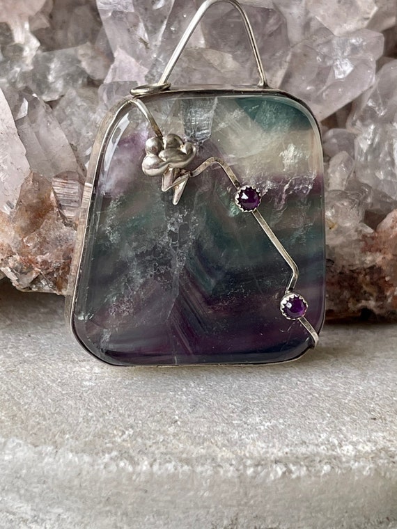 Beautiful Artisan Sterling Silver Rainbow Florite… - image 9