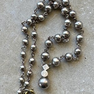 Mid Century Sterling Silver Ball  Chain Vintage Necklace
