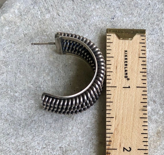 Spiral Sterling Silver Vintage Hoop Earrings - image 9