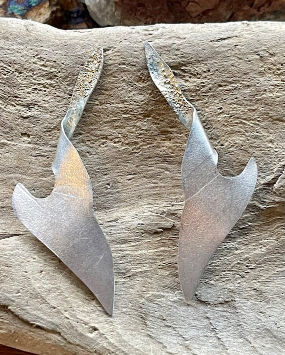 Brutalist Sculpted Textured Sterling Silver Singe… - image 2