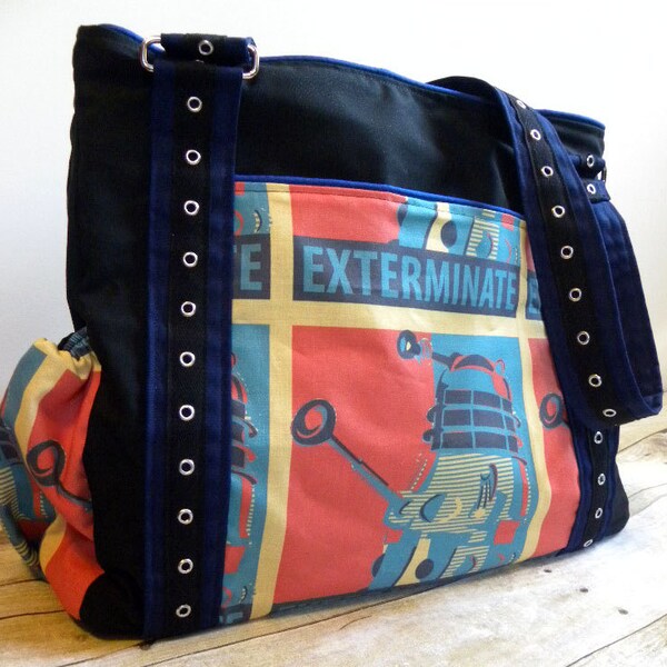 Ready To Ship- Fierce Dalek- FREE SHIPPING- Diaper Bag The Expedient Weekender or Diaper Bag