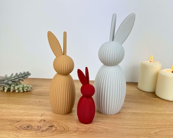 Modern Easter Bunny in Japandi Style | 3D Printed Easter Decoration with Grooved Texture | Minimalist Spring Decoration