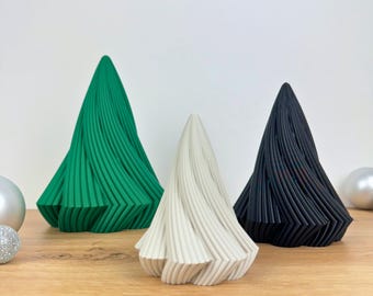 Modern twisted Christmas tree | 3D printed minimalist Christmas decoration | Scandinavian Japan design tree 12–19 cm | Decorative tree set & individually