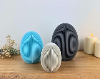Modern Easter egg decoration with subtle texture – Japandi style – Minimalist spring decoration – 3D printing