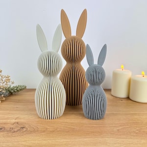 Lapins de Pâques minimalistes à la texture subtile – Décoration de Pâques moderne de style Japandi – Décoration printanière scandinave