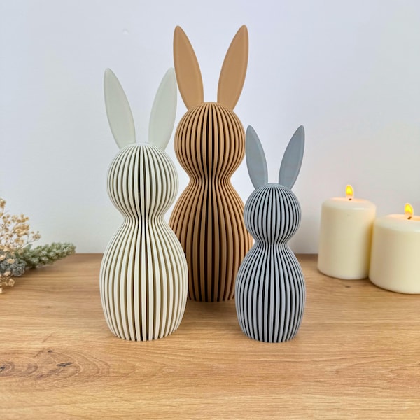 Minimalist Easter bunnies with subtle texture – Modern Easter decoration in Japandi style – Scandinavian spring decoration