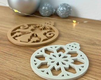 Christmas ornaments with motifs | Modern Christmas tree decorations 6-7 cm | 3D printed Christmas tree balls | Individually & in sets (6, 12)