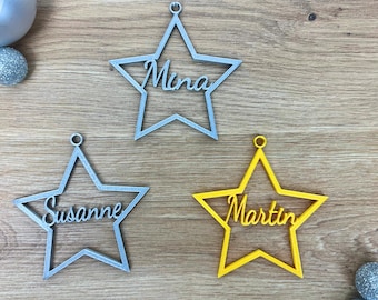 Personalized Christmas Star Ornament | Name Tag Gift & Christmas Tree | 3D Print 9.5 cm | Sustainable Christmas Bauble