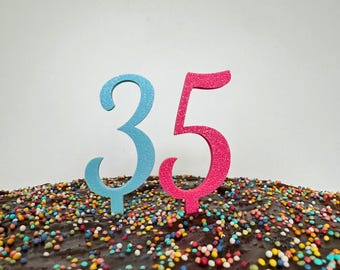 Cake topper with number – personalized cake topper for birthdays, anniversaries & more – modern colors – sustainable decoration