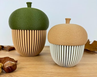 Acorn Autumn Decoration | 3D-printed | Openable autumn decoration | Scandinavian Japanese style | Sustainable made from PLA | 10 cm & 15 cm | Modern Minimalist