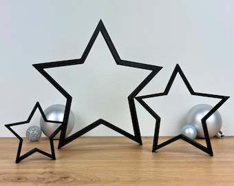 Modern Christmas stars | Christmas decorations in Scandi & Japanese style | 3D printed stars 7–19 cm | Individual decorations or as a set