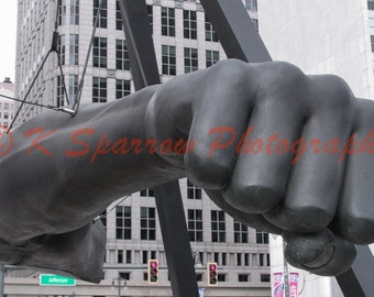 The Fist of Joe Louis, Detroit, Michigan, Detroit Photography, statue, Hart Plaza, street art, sculpture, boxing, downtown Detroit, boxer