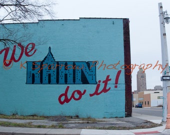 We Kahn Do It - Detroit, Michigan - Photography, Albert Kahn, architecture, street art, buildings, downtown, Detroit Photography, blue mural