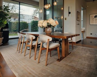 Solid Walnut Dining Table – Handmade Natural Wood Table, Modern and Timeless Design
