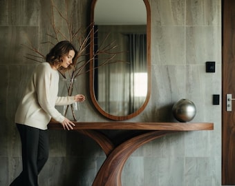 Walnut Wood Console – Minimal & Organic Design – Natural Solid Wood Furniture