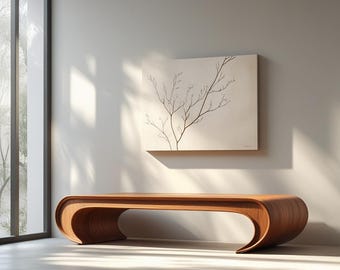 Curved Wooden Bench: Handmade Minimalist Seating