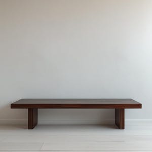 Modern Minimalist Dark Wood Bench - Sleek Rectangular Design with Sturdy Vertical Legs - Perfect for Living Room, Entryway or Bedroom