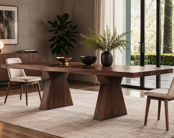 Handcrafted Solid Walnut Dining Table – Modern Natural Wood