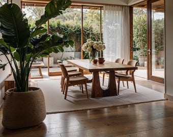 Handmade Solid Walnut Wood Dining Table – Modern Rustic Design