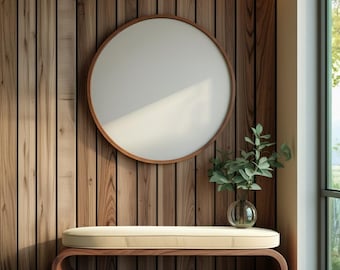 Modern Curved Wooden Bench with Light Cushion | Minimalist Entryway Seating | Slatted Design