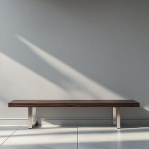 Minimalist Dark Wood Bench with Metal Legs for Modern Interiors - Living Room - Quality Handmade Furniture Crafted with Stylish Elegance