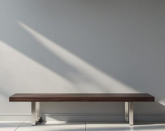 Handmade Dark Wood Bench: Modern Metal Leg Accent Furniture
