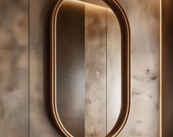 Espejo de pared ovalado: marco de madera artesanal, diseño minimalista