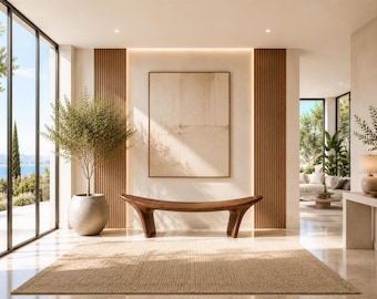 Sculptural Solid Walnut Bench, Modern Organic Entryway Seating