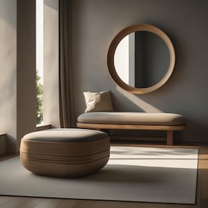 Asymmetrical Wood Wall Mirror: Modern Minimalist Decor