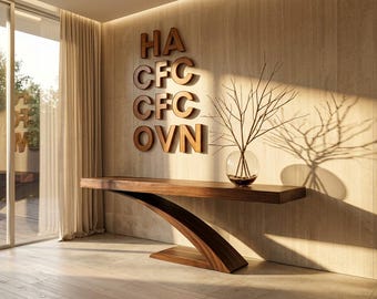 Valnötskonsolbord – Minimalistisk design, elegant böjda ben - Handgjorda möbler