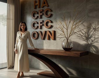 Walnut Console Table – Minimal Design, Elegantly Curved Leg - Handcrafted Furniture