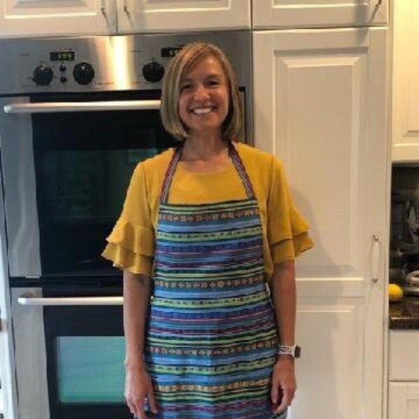 Colorful Guatemalan Apron. Adult size. [Adjustable Neck] Made in Guatemala. All proceeds used to sustain this project.