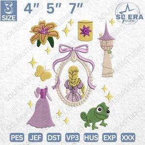 Magical Kingdom Embroidery Design, Princess Embroidery Design, Princess Cartoon Embroidery Design, Princess Family Embroidery