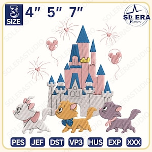 Kat cartoon borduurontwerp, Magic Kingdom borduurontwerp, flirt spiegel boog borduurontwerp, Instant Download