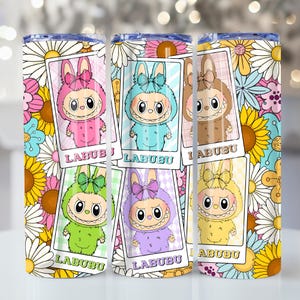 Regalo perfetto per bambini in formato PNG, bambola cartone animato da 20 once, tumbler sottile in formato PNG, tumbler da 20 once, personaggio dei cartoni animati rosa, download immediato