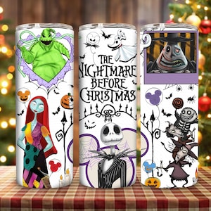 Halloween Character Movies 20Oz Tumbler Wrap, Spooky Season Tumbler Wrap, Halloween Nightmare Png, Nightmare Halloween Tumbler