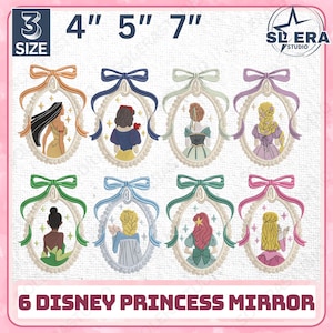 9 Princess Locket Coquette Embroidery Bundle Design, Magic Kingdom Embroidery Design, Princess Family Embroidery Design, Girl Trip