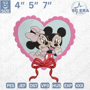 Valentine Coquette Locket Embroidery Design, Valentine Embroidery Design, Valentine Mouse Cartoon Couple Embroidery, Instant Download