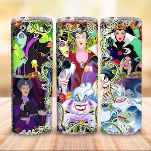 Halloween Cartoon Tumbler Wrap, Villains Cartoon Halloween Skinny Tumbler, Squad Girls 20oz Tumbler, Trending Cartoon Tumbler Png