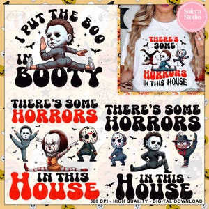 Funny Halloween Horror House PNG Bundle: Retro Pumpkin Hoodie Design (Digital Download