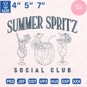Summer Spritz Embroidery Design, Summer Embroidery Design, Cocktails Embroidery Design, Spritz Embroidery Design,Instant Download