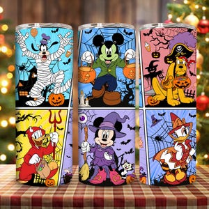 Halloween Horror Tumbler Wrap Sublimation Design: Cartoon Mouse & Friends (20oz PNG Digital Download