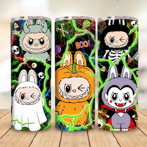 Halloween Monster Character Tumbler Design Png, Monster Doll Halloween Tumbler Wrap, Trending Pink Cartoon Character 20oz Skinny Tumbler PNG