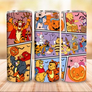 Halloween Cartoon Tumbler, 3D Bear Cartoon Halloween Dog Skinny Tumbler, Spooky Season 20oz Tumbler