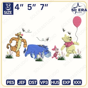 Magic Kingdom Embroidery Design, Honey Bear And Friend Embroidery Design, Cartoon Movie Embroidery File, Instant Download