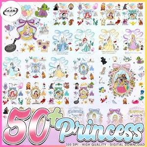 50+ Coquette Bows Princess Png Bundle, Pink Coquette Bow Png, Princess Cartoon Png, Family Vacation,Magical Mirror Bow Png, Digital Download
