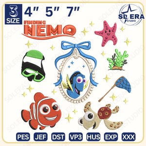 Projekt haftu Magic Fish Cartoon, Projekt haftu Magic Kingdom, Plik haftu Cartoon Fish Family, Natychmiastowe pobieranie
