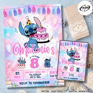 Blue Monster Birthday Party Invitation Template, Party Canva For Kid, Cartoon Movie Bday Canva Template, Editable Cartoon Bday Canva Design