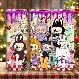 Funny Cartoon Character Tumbler Design Png, Monster Doll Halloween Tumbler Wrap, Trending Pink Cartoon Character 20oz Skinny Tumbler PNG