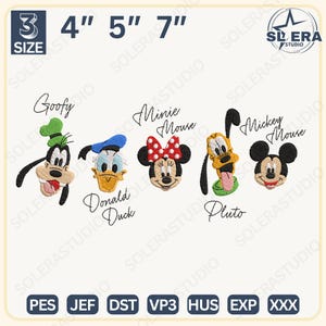 Magical Land Embroidery Design, Cartoon Mouse And Friends Embroidery Design, Signatures Cartoon Mouse Embroidery Design, Instant Download